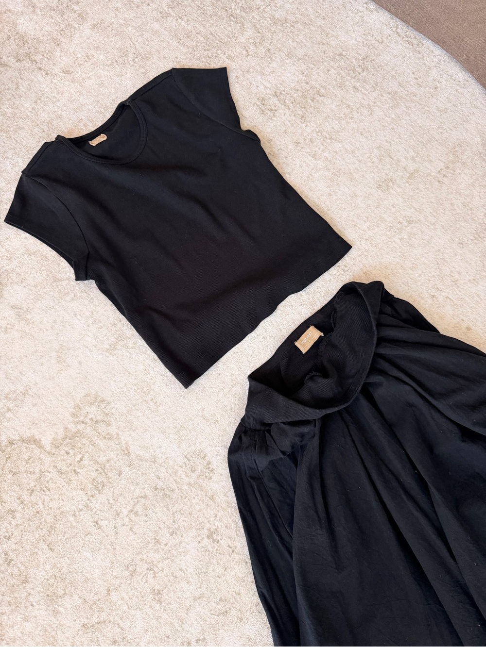 Free People Black Asymmetrical Midi Skirt And Top Set - Picture 2 of 5
